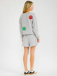 WOMEN'S LONG SLEEVE PULLOVER SWEATER & ELASTIC WAIST MINI SHORTS DETAILED 2PC. SET