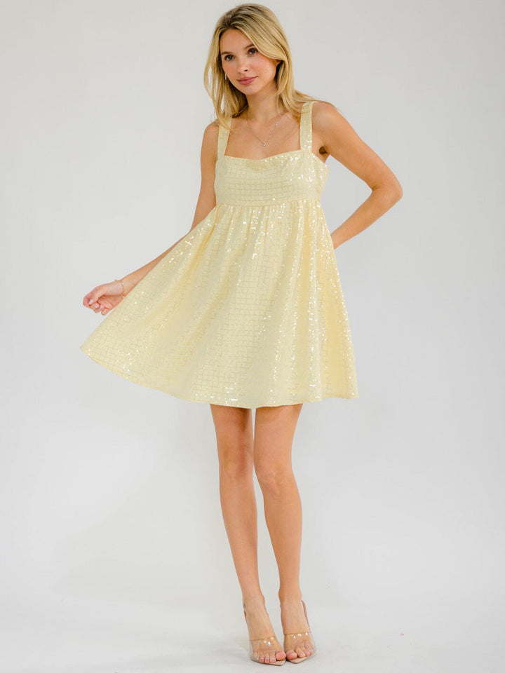 WOMEN'S SLEEVELESS SQUARE NECK SEQUINS TUNIC MINI DRESS