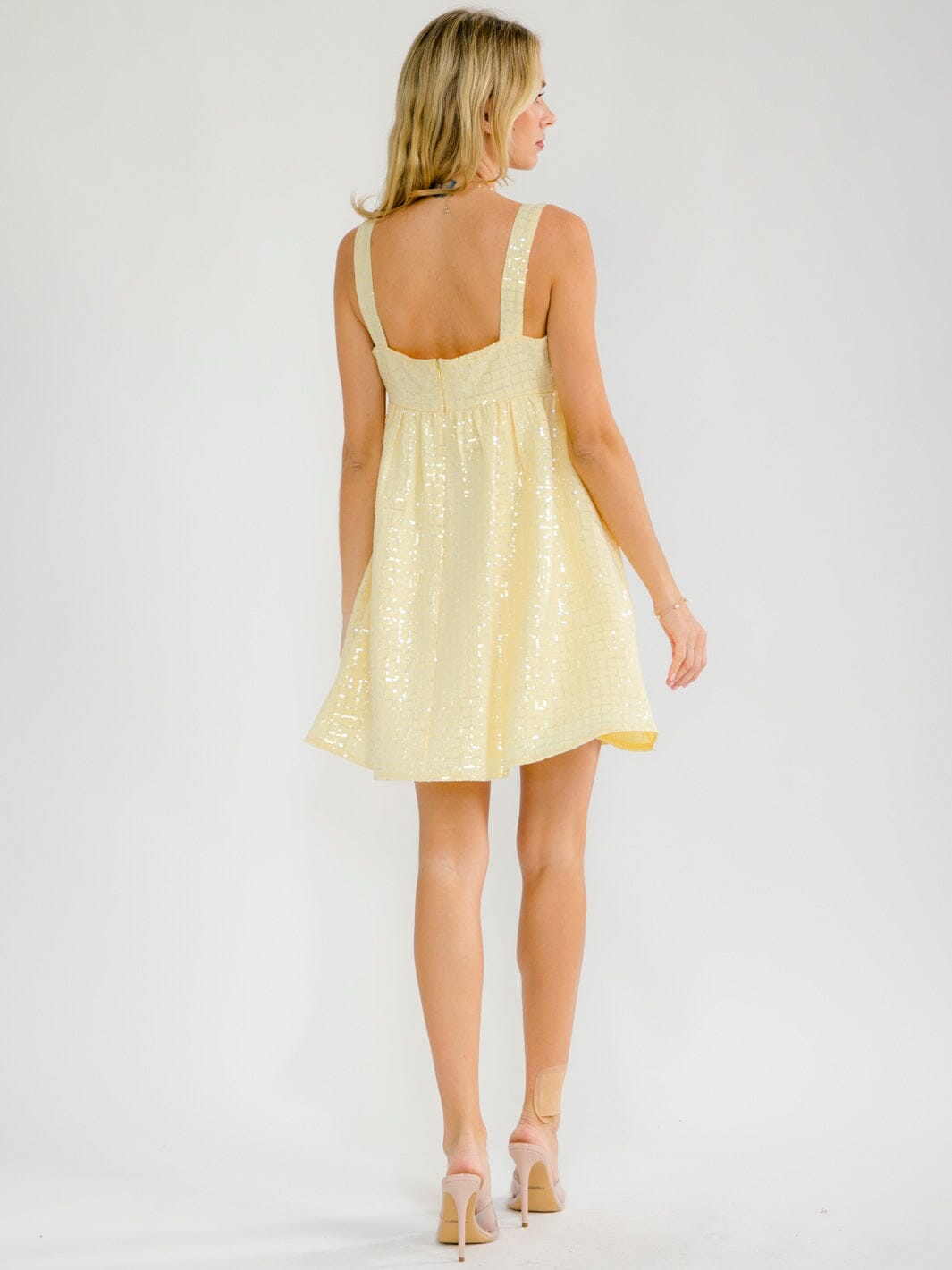 WOMEN'S SLEEVELESS SQUARE NECK SEQUINS TUNIC MINI DRESS