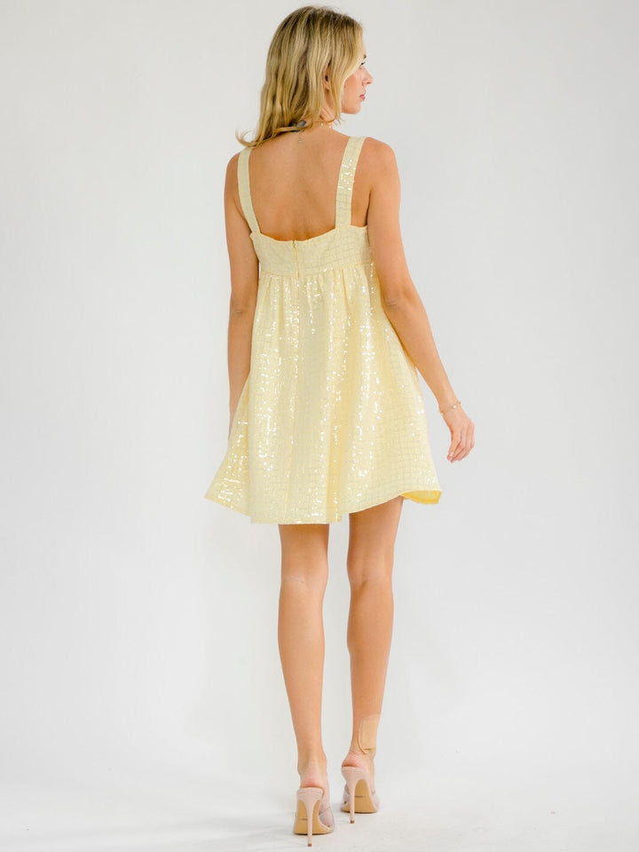 WOMEN'S SLEEVELESS SQUARE NECK SEQUINS TUNIC MINI DRESS