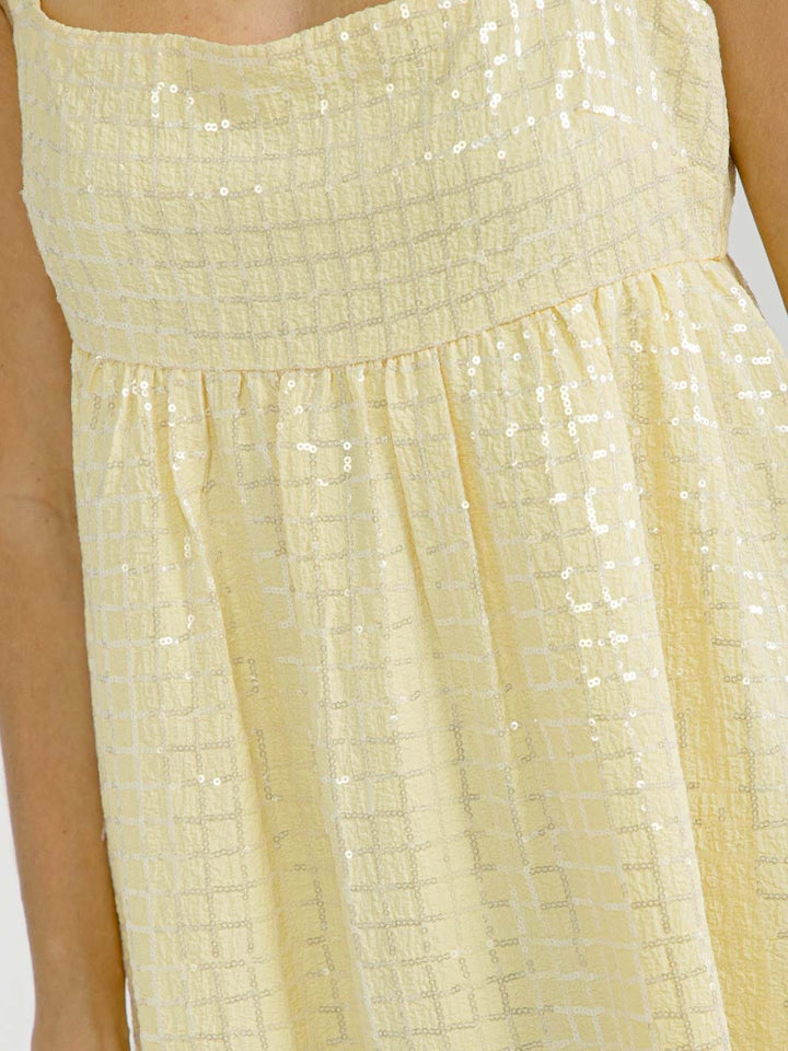 WOMEN'S SLEEVELESS SQUARE NECK SEQUINS TUNIC MINI DRESS