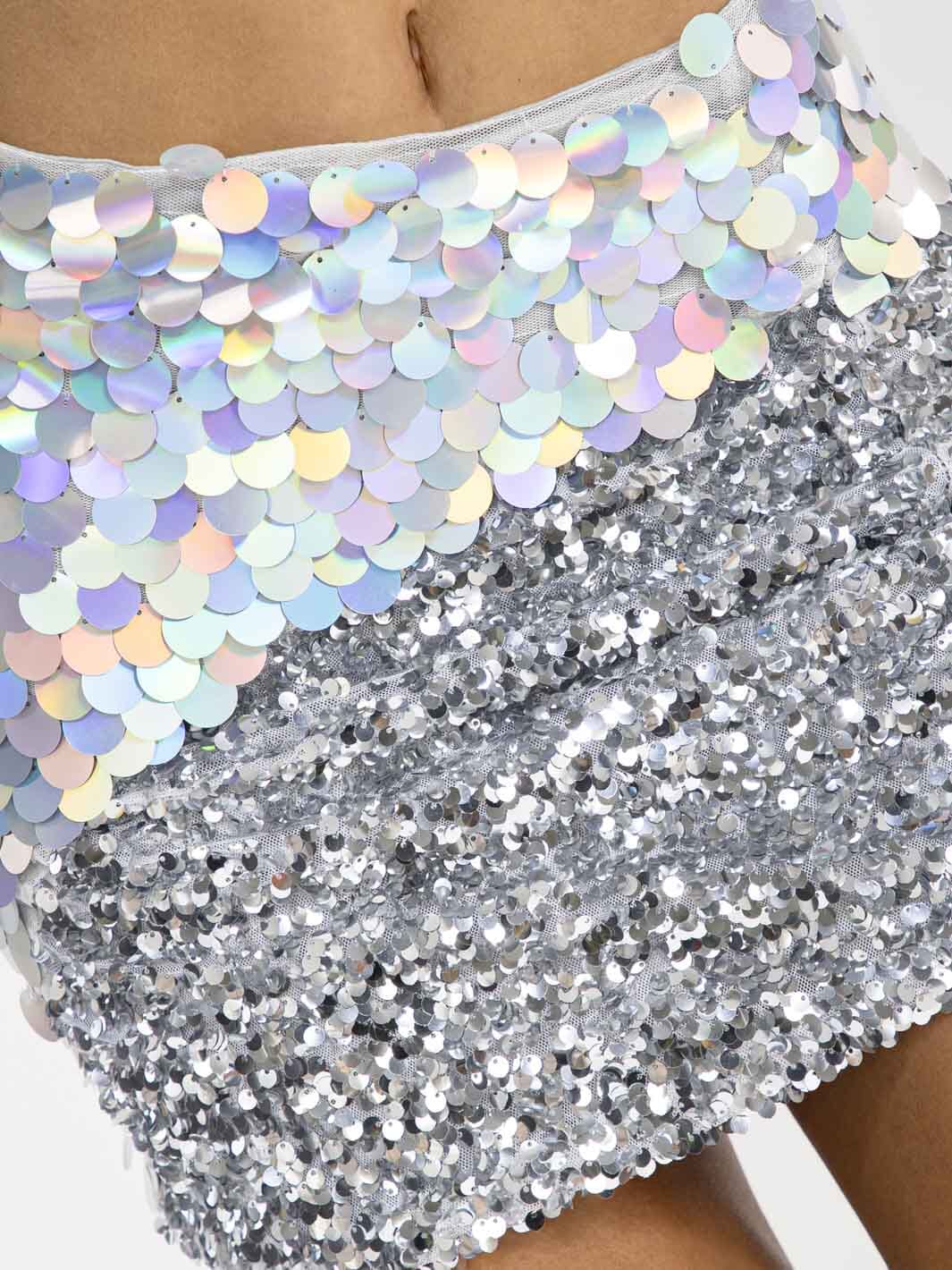 WOMEN'S ZIPPER CLOSURE SEQUINS MINI SKIRT