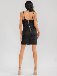 WOMEN'S SLEEVELESS V-NECK BODYCON CROCHET MINI DRESS