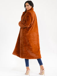 WOMEN'S LONG SLEEVE BUTTON CLOSURE FRONT POCKETS FAUX FUR TRENCH COAT