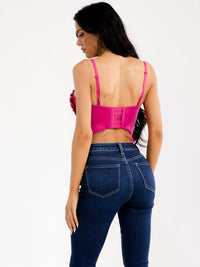 WOMEN'S SLEEVELESS ADJUSTABLE STRAPS SEQUINS BUSTIER