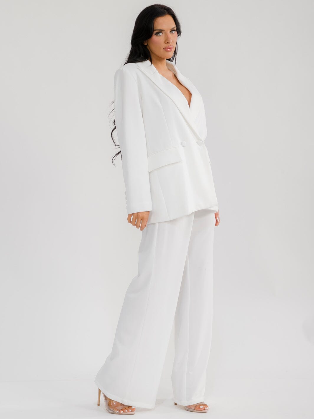 WOMEN'S LONG SLEEVE BLAZER & BUTTON CLOSURE PANTS BACK DETAILED 2PC. SET