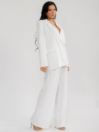 WOMEN'S LONG SLEEVE BLAZER & BUTTON CLOSURE PANTS BACK DETAILED 2PC. SET