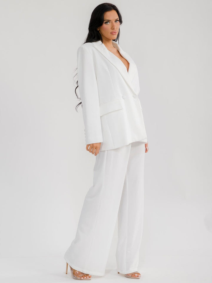 WOMEN'S LONG SLEEVE BLAZER & BUTTON CLOSURE PANTS BACK DETAILED 2PC. SET