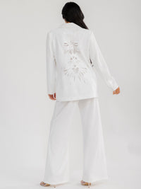 WOMEN'S LONG SLEEVE BLAZER & BUTTON CLOSURE PANTS BACK DETAILED 2PC. SET