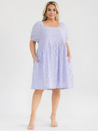 PLUS SIZE SHORT SLEEVE SQUARE NECK FRONT POCKETS DETAILED TUNIC MINI DRESS
