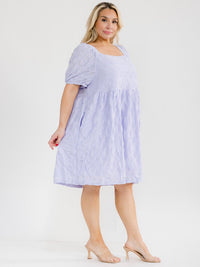 PLUS SIZE SHORT SLEEVE SQUARE NECK FRONT POCKETS DETAILED TUNIC MINI DRESS