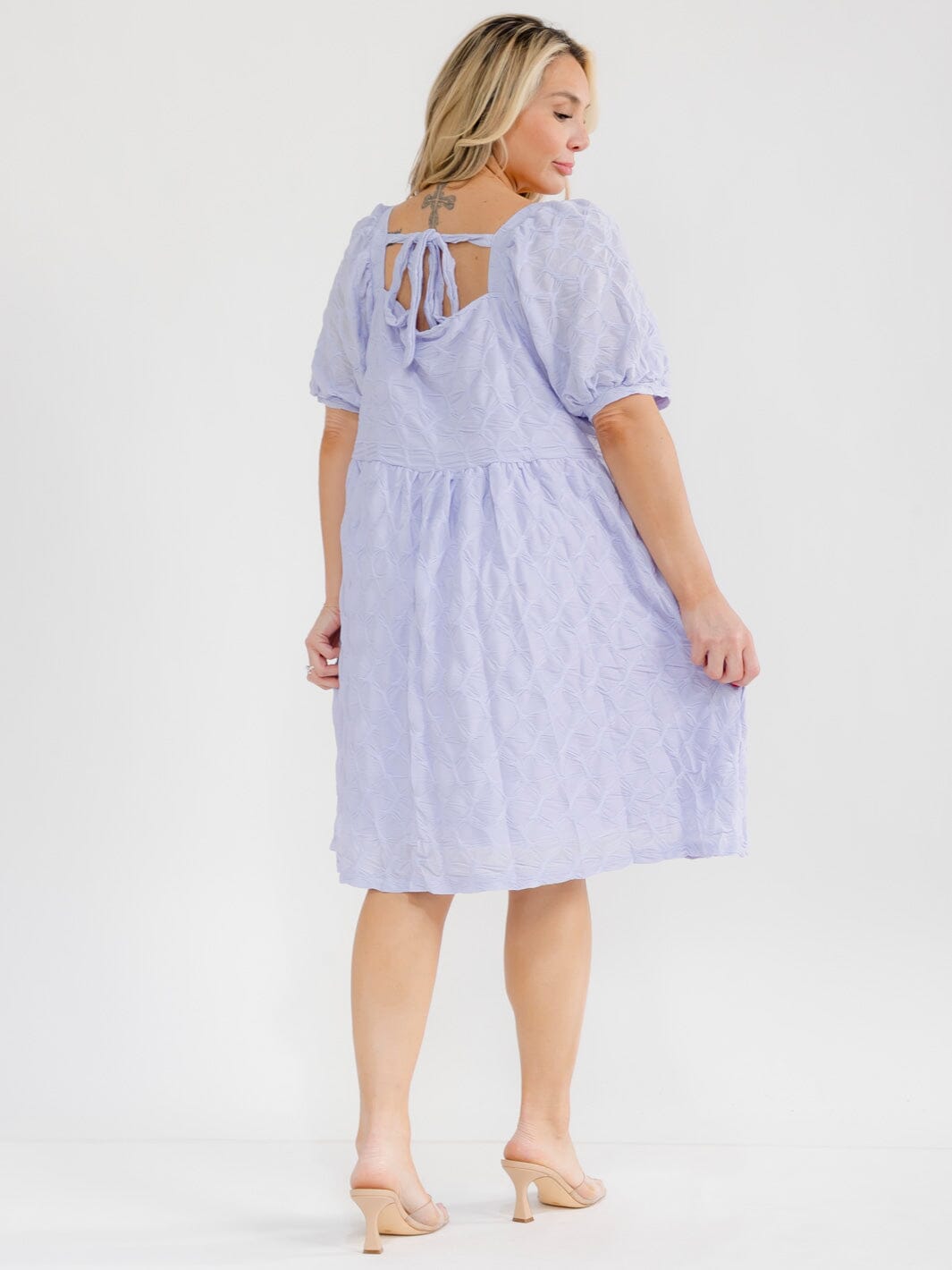 PLUS SIZE SHORT SLEEVE SQUARE NECK FRONT POCKETS DETAILED TUNIC MINI DRESS