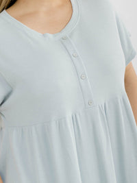PLUS SIZE SHORT SLEEVE BUTTON UP TIERED TUNIC MINI DRESS