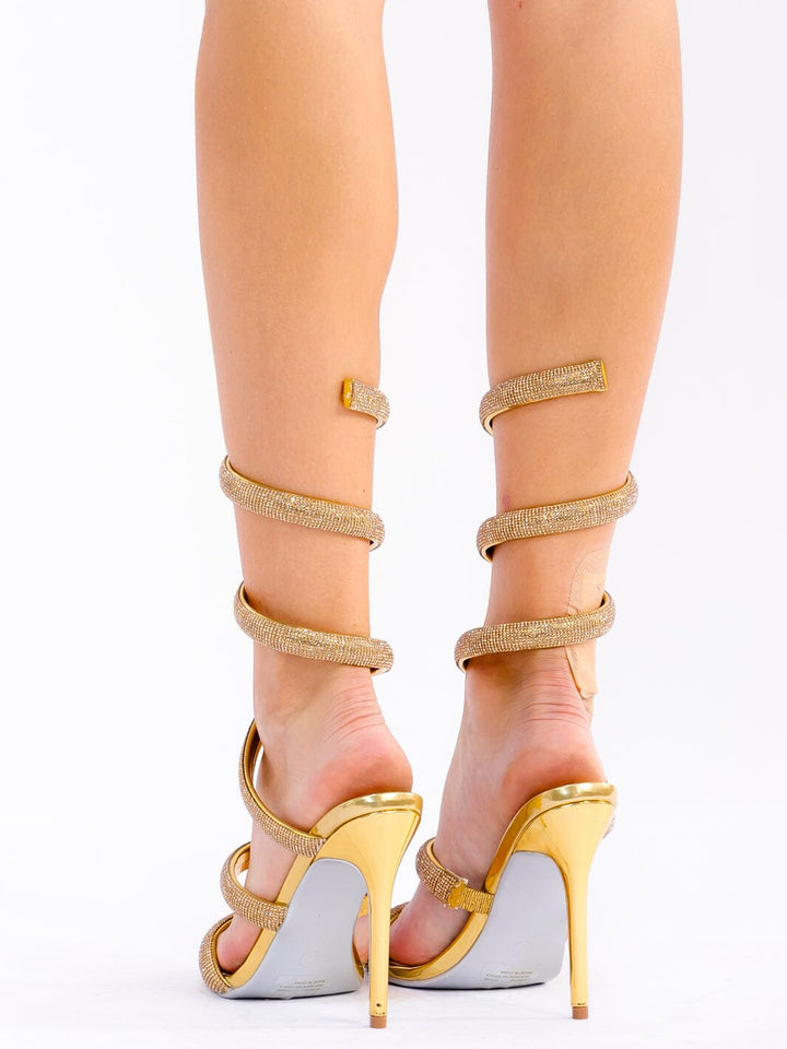 CAPE ROBBIN WOMEN'S RHINESTONES SQUARE TOE ANKLE WRAP 4 INCH HEELS