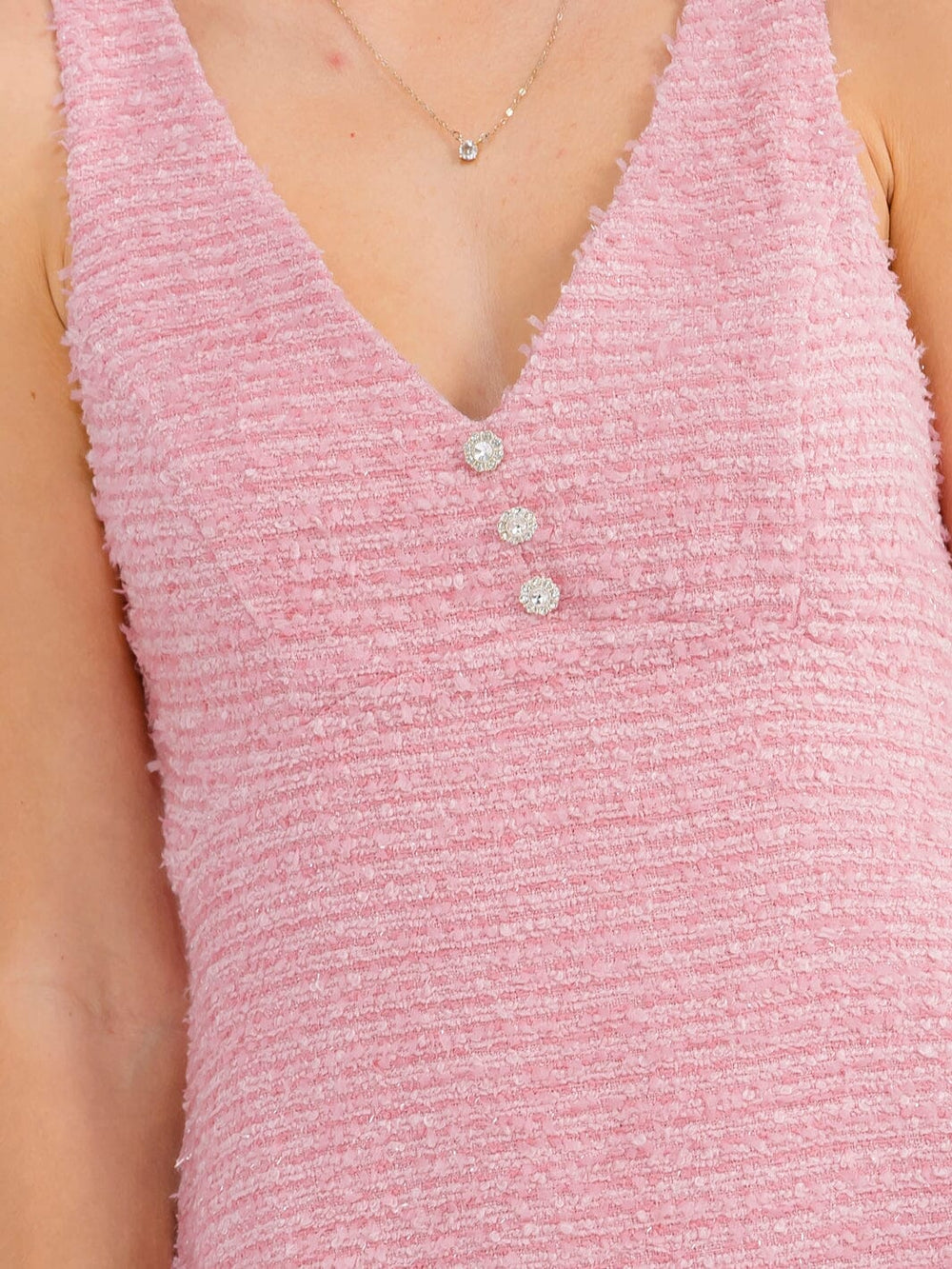 WOMEN'S SLEEVELESS V-NECK TWILL MINI DRESS