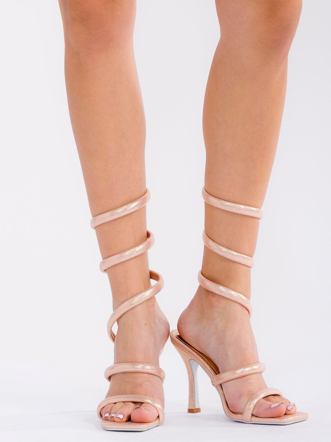 CAPE ROBBIN WOMEN'S SHIMMER SQUARE TOE ANKLE WRAP 4 INCH HEELS