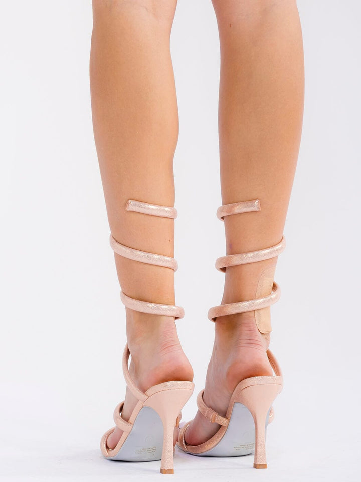 CAPE ROBBIN WOMEN'S SHIMMER SQUARE TOE ANKLE WRAP 4 INCH HEELS