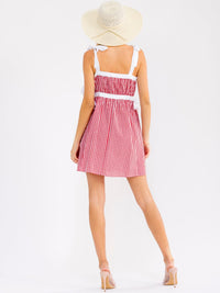WOMEN'S SLEEVELESS ADJUSTABLE STRAPS PLAID MINI DRESS