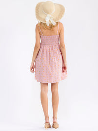 WOMEN'S SLEEVELESS SMOCK FLORAL MINI DRESS