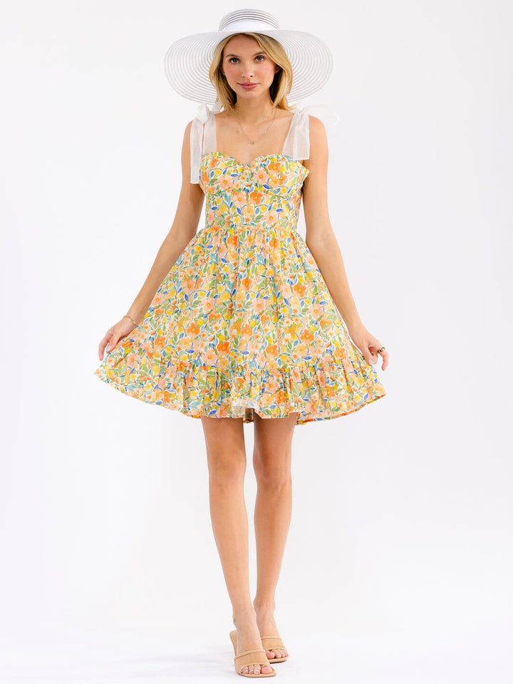 WOMEN'S SLEEVELESS FIT & FLARE FLORAL MINI DRESS