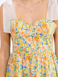 WOMEN'S SLEEVELESS FIT & FLARE FLORAL MINI DRESS