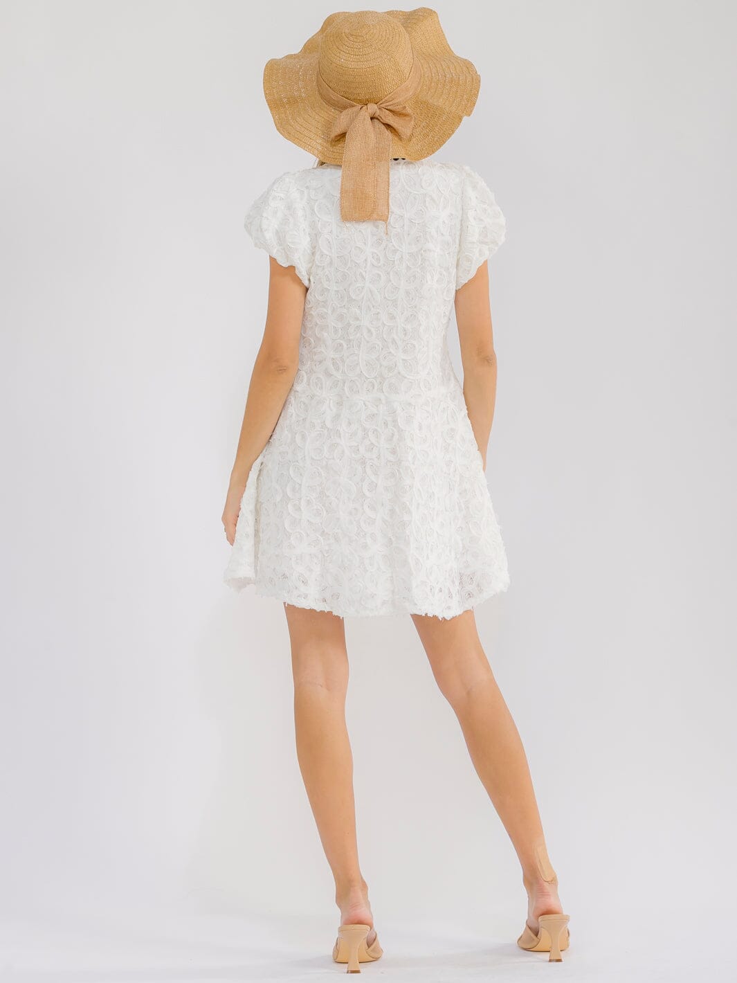 WOMEN'S SHORT SLEEVE TRIM DETAILED MINI DRESS