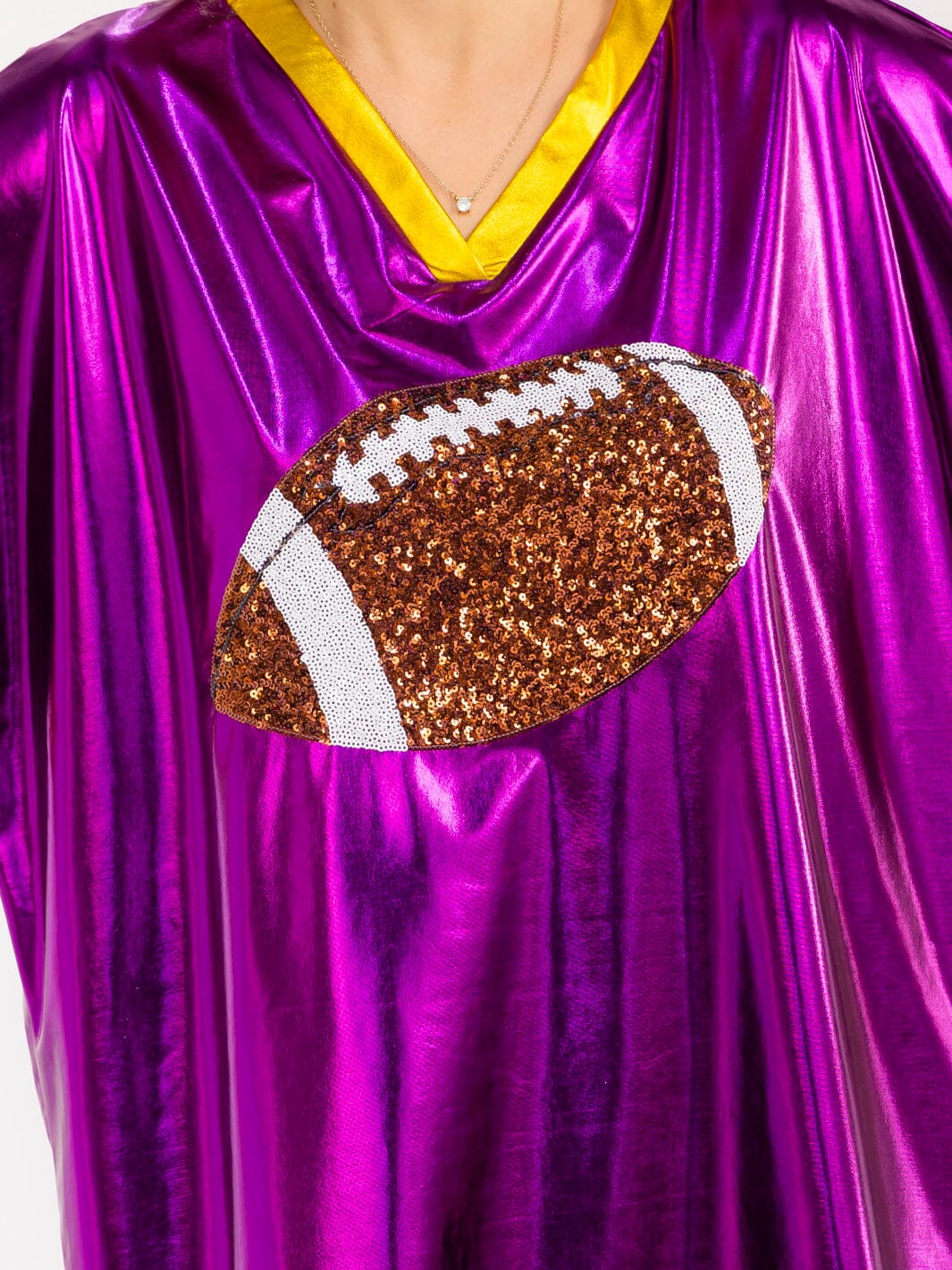 WOMEN'S SHORT SLEEVE V-NECK SEQUINS FOOTBALL LOOSE FIT METALLIC MINI DRESS