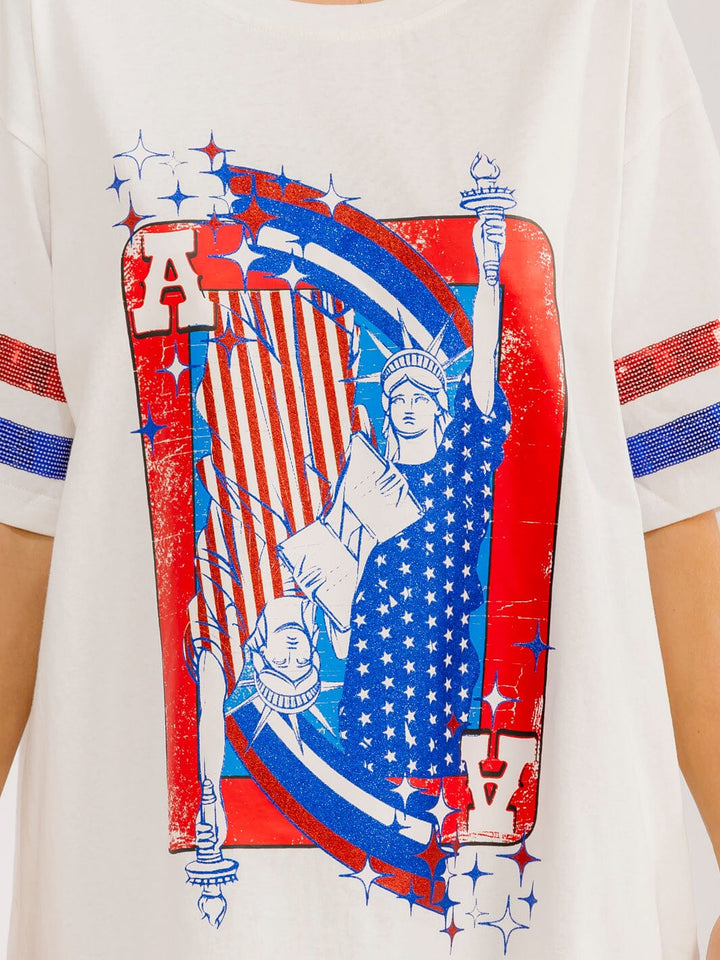 WOMEN'S SHORT SLEEVE FRONT POCKETS LOOSE FIT GRAPHIC SEQUINS MINI DRESS