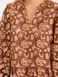WOMEN'S LONG SLEEVE V-NECK CROCHET MINI DRESS