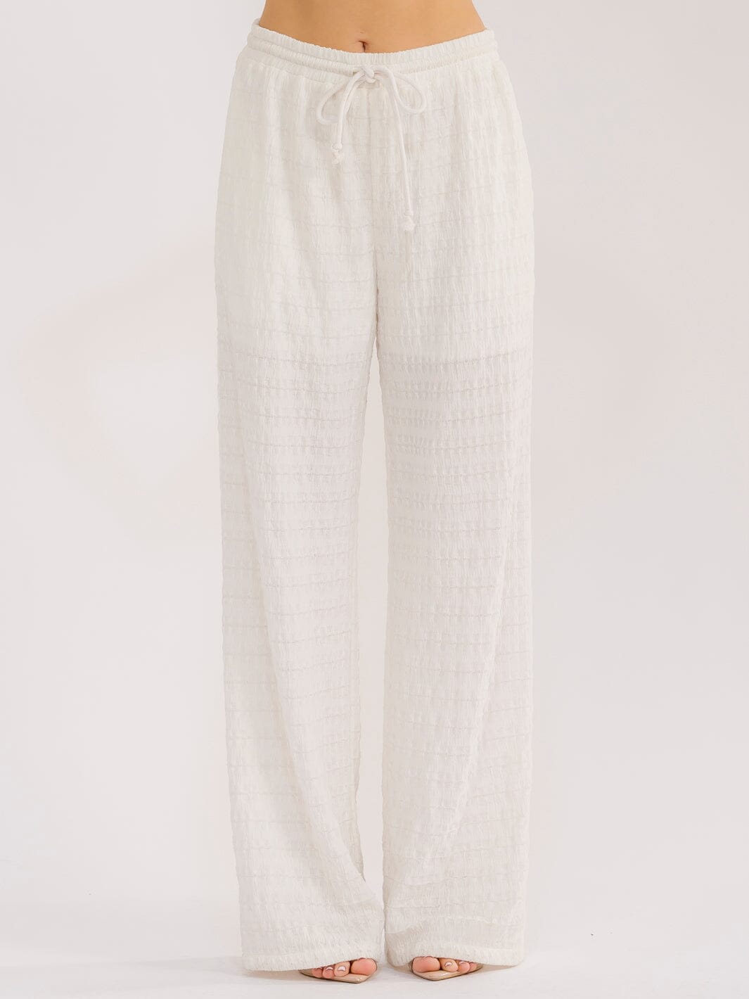 WOMEN'S ELASTIC WAIST FRONT POCKETS WIDE LEG PANTS