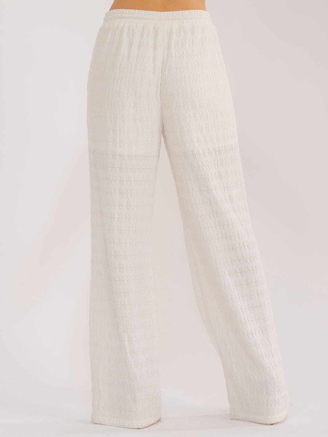 WOMEN'S ELASTIC WAIST FRONT POCKETS WIDE LEG PANTS