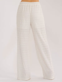 WOMEN'S ELASTIC WAIST FRONT POCKETS WIDE LEG PANTS