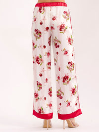 WOMEN'S ELASTIC WAIST FRONT POCKETS MULTI PRINT WIDE LEG PANTS