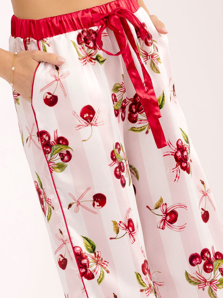 WOMEN'S ELASTIC WAIST FRONT POCKETS MULTI PRINT WIDE LEG PANTS