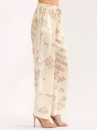 WOMEN'S ELASTIC WAIST FRONT POCKETS MULTI PRINT WIDE LEG PANTS