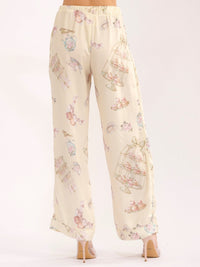 WOMEN'S ELASTIC WAIST FRONT POCKETS MULTI PRINT WIDE LEG PANTS