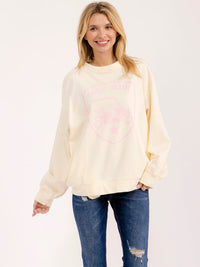 WOMEN'S LONG SLEEVE FRONT POCKETS GRAPHIC PULLOVER SWEATER