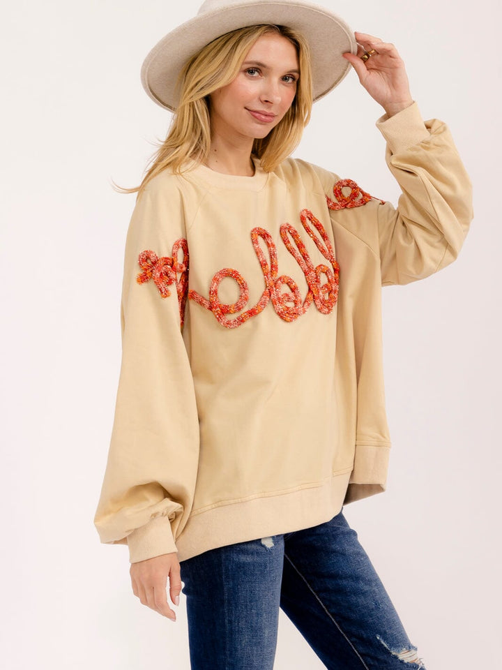 WOMEN'S LONG SLEEVE DETAILED PULLOVER SWEATER