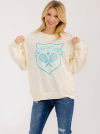 WOMEN'S LONG SLEEVE FRONT POCKETS GRAPHIC PULLOVER SWEATER