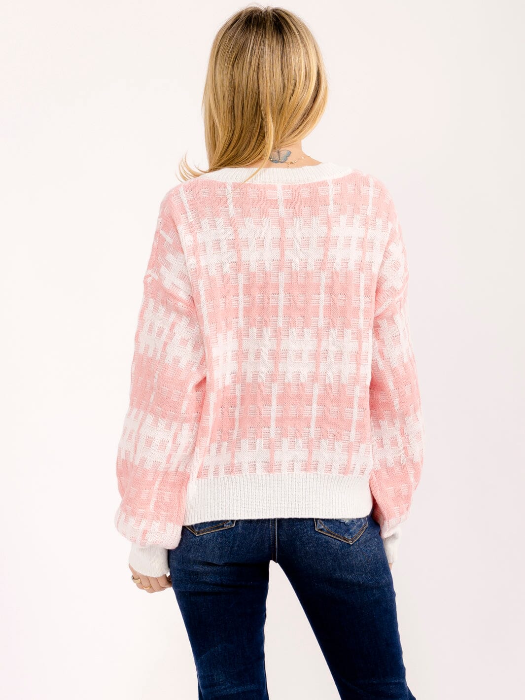 WOMEN'S LONG SLEEVE V-NECK COLORBLOCK PULLOVER SWEATER