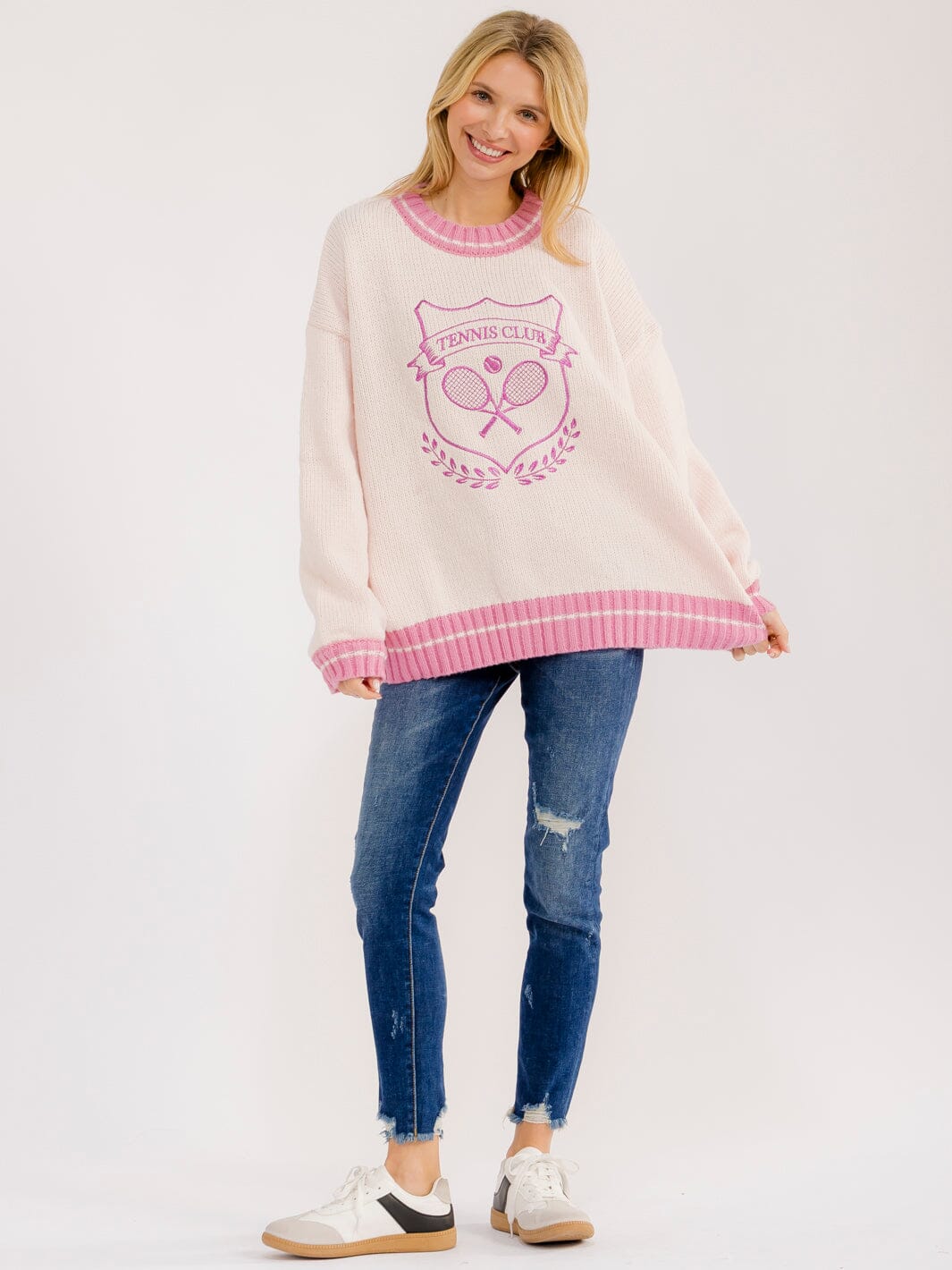 WOMEN'S LONG SLEEVE GRAPHIC COLORBLOCK PULLOVER SWEATER