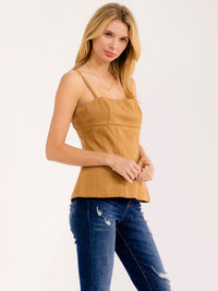 WOMEN'S SLEEVELESS SQUARE NECK VELVET TOP