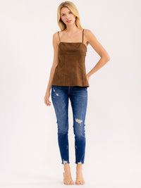 WOMEN'S SLEEVELESS SQUARE NECK VELVET TOP