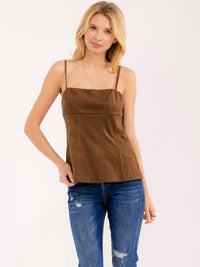 WOMEN'S SLEEVELESS SQUARE NECK VELVET TOP