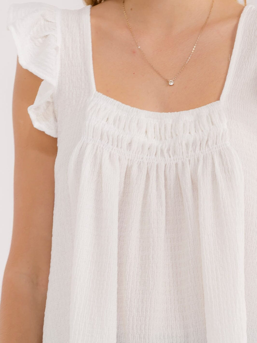 WOMEN'S RUFFLE SLEEVE SQUARE NECK TUNIC BLOUSE