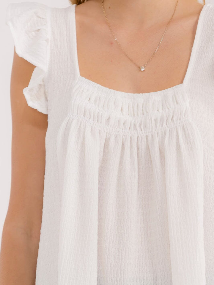 WOMEN'S RUFFLE SLEEVE SQUARE NECK TUNIC BLOUSE