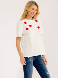 WOMEN'S SHORT SLEEVE SEQUINS DETAILED T-SHIRT