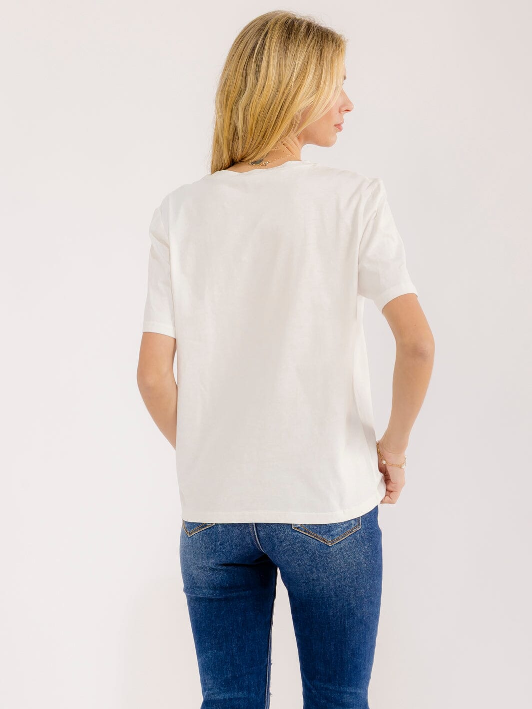 WOMEN'S SHORT SLEEVE SEQUINS DETAILED T-SHIRT