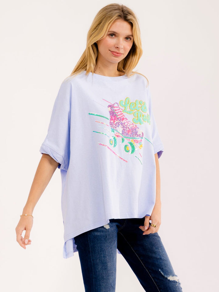 WOMEN'S SHORT SLEEVE HIGH-LOW GRAPHIC OVERSIZED T-SHIRT