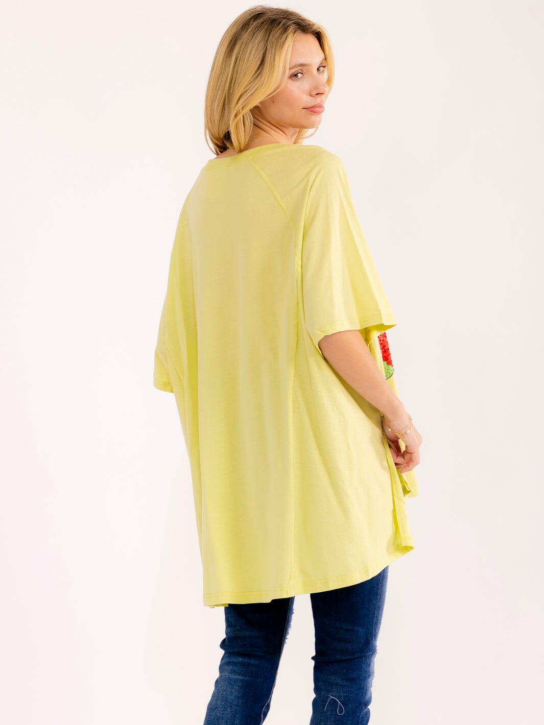 WOMEN'S SHORT SLEEVE HIGH-LOW GRAPHIC OVERSIZED T-SHIRT